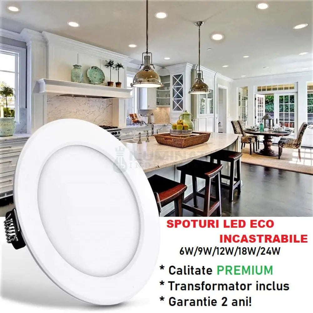 Spot Led 6W Eco Rotund Alb / ⌀100Mm Incastrabil Led Spot Light