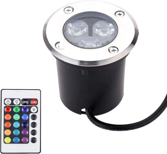 Spot LED Exterior 3W RGB Pardoseala Incastrabil 220V Telecomanda