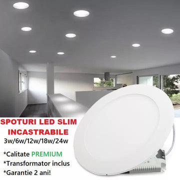 Spot Led 3W Slim Rotund Alb / ⌀83Mm Incastrabil Led Spot Light