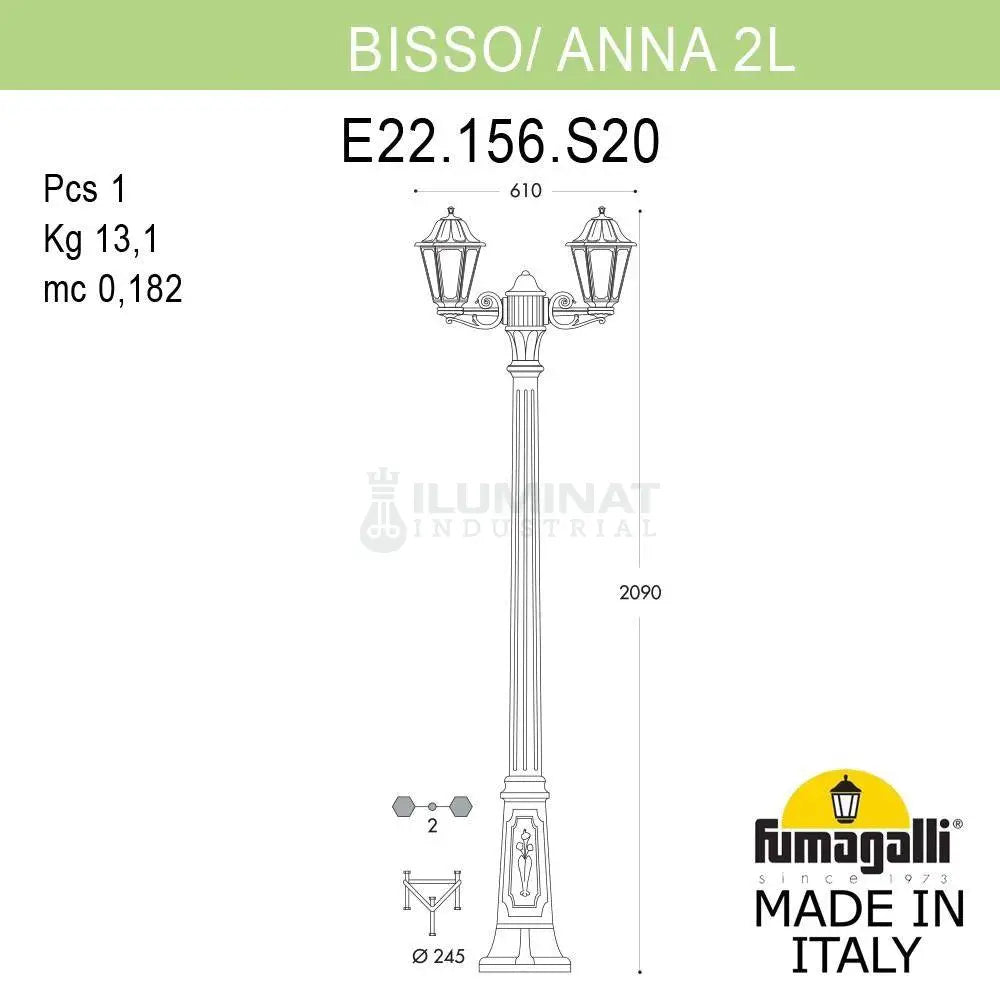 Stalp Ornamental 2 Metri Echipat Cu Felinare Anna Fumagalli Street Light Pole