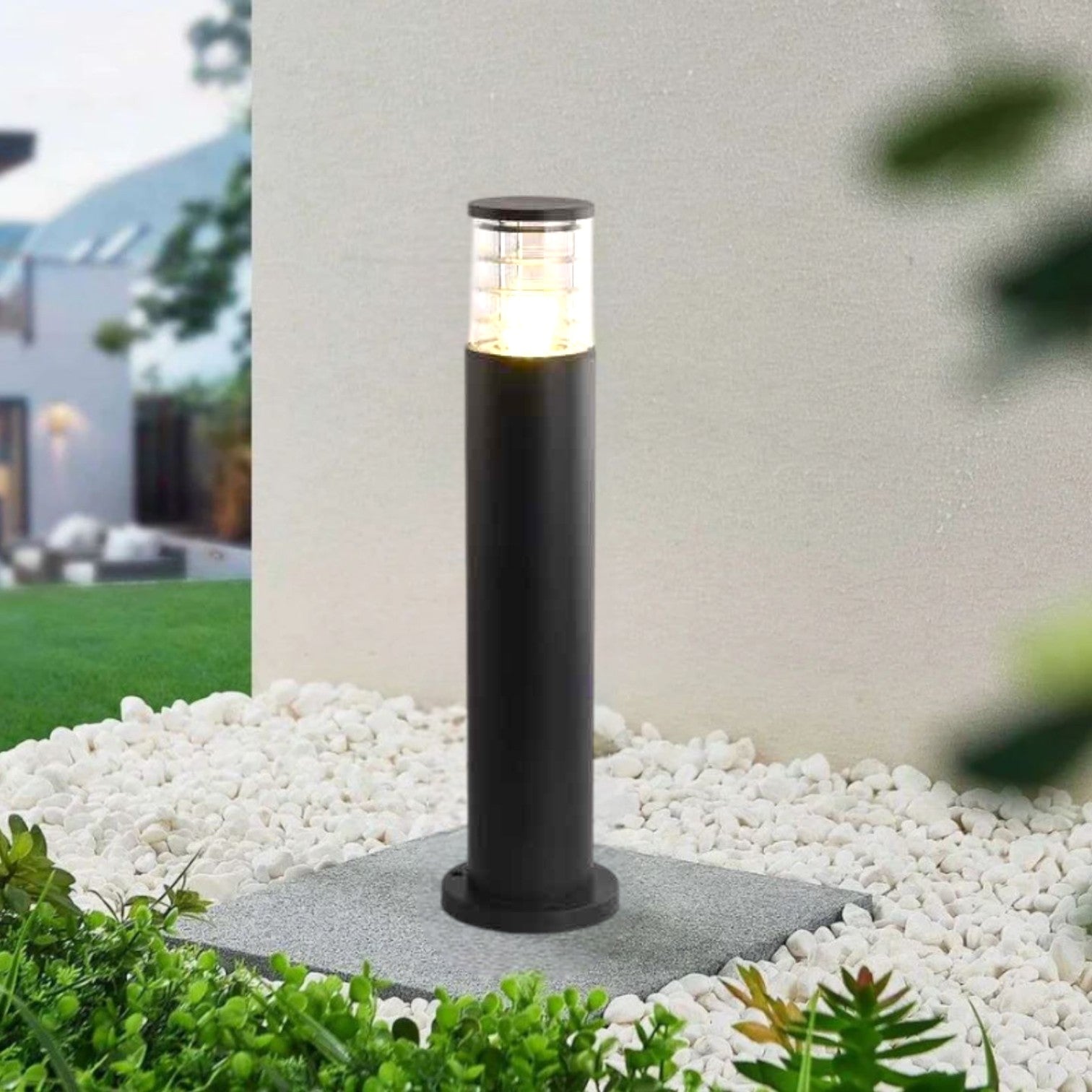 Stalp Ornamental De Gradina 80Cm 1Xe27 Cylinder Negru Garden Pole