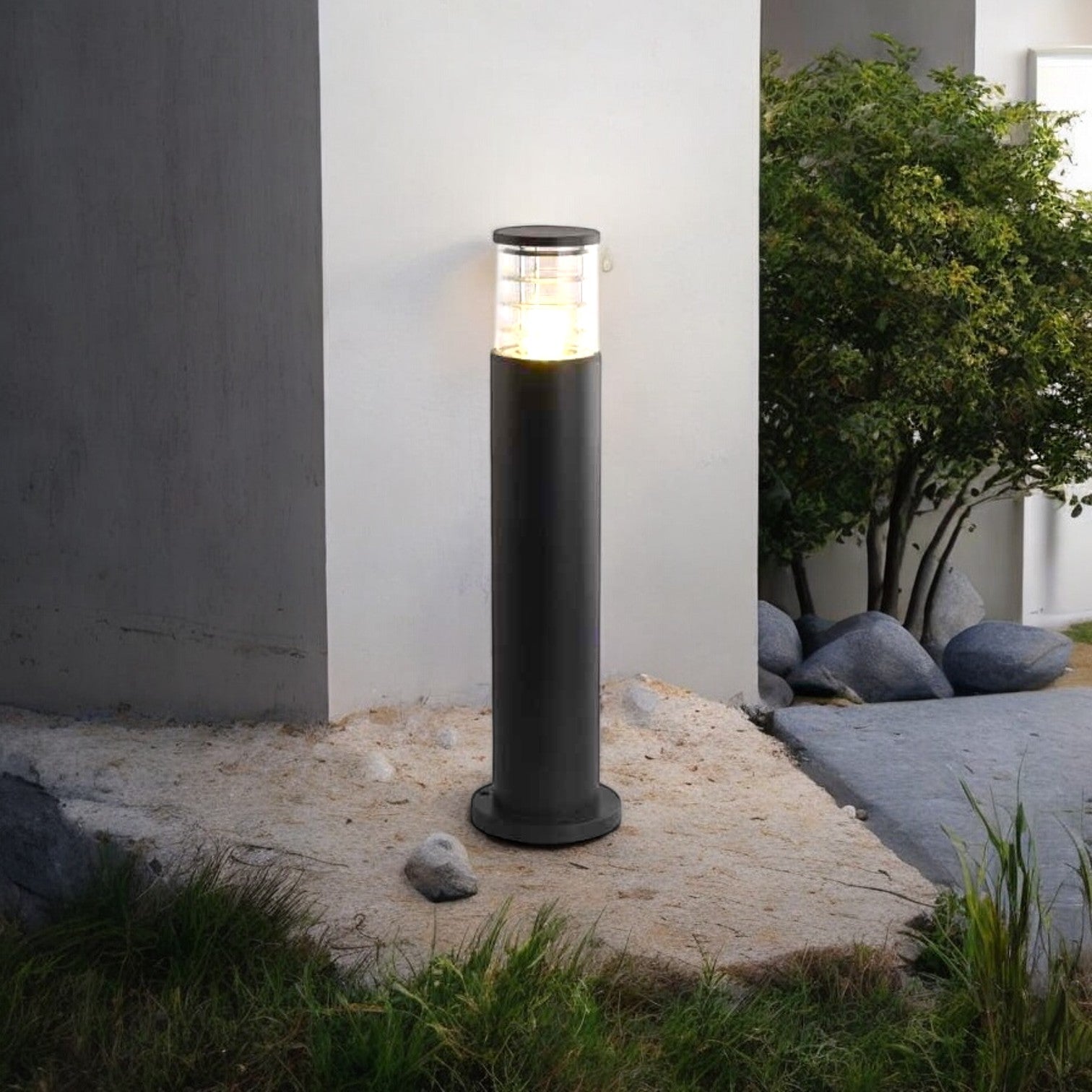Stalp Ornamental De Gradina 80Cm 1Xe27 Cylinder Negru Garden Pole