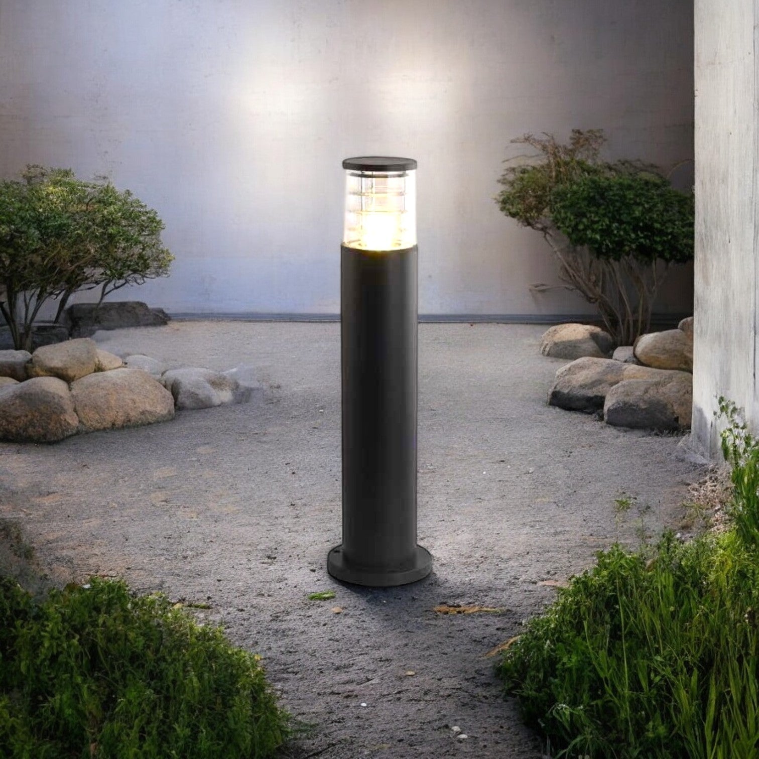 Stalp Ornamental De Gradina 80Cm 1Xe27 Cylinder Negru Garden Pole