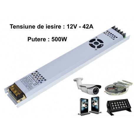 Sursa Alimentare 500W 12V Slim Metal Power Supply