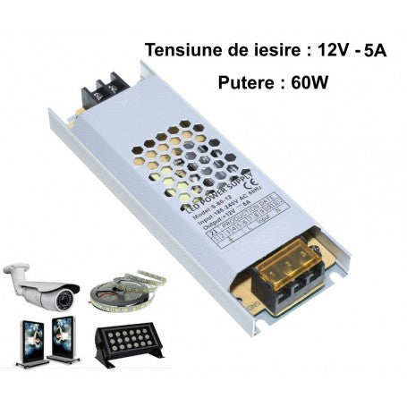 Sursa Alimentare 60W 12V Slim Metal